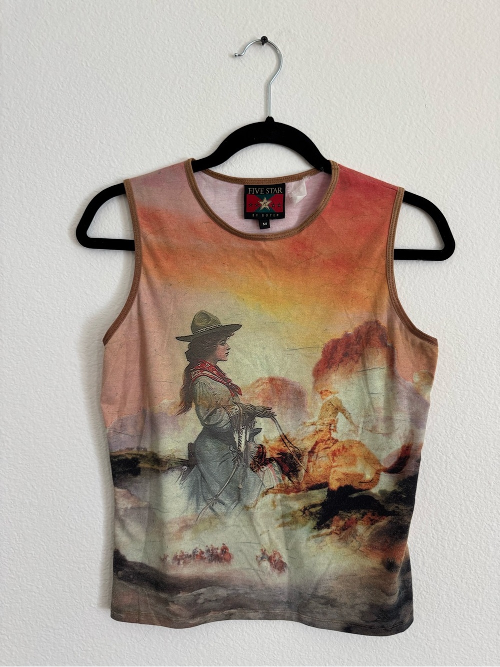 Vintage Western Cowgirl Graphic Fitted Tank